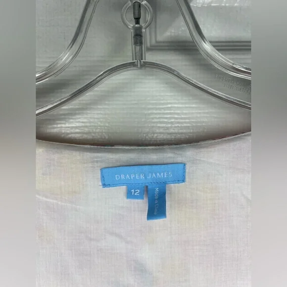 draper james Square Neck Button Boho Linen Floral Pink Womens Mini Dress Size 12 - Picture 4 of 10